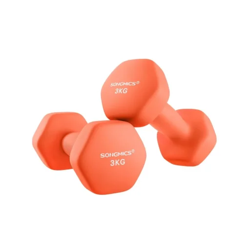 2 Haltères avec surface en vinyle rose-SONGMICS HOME New