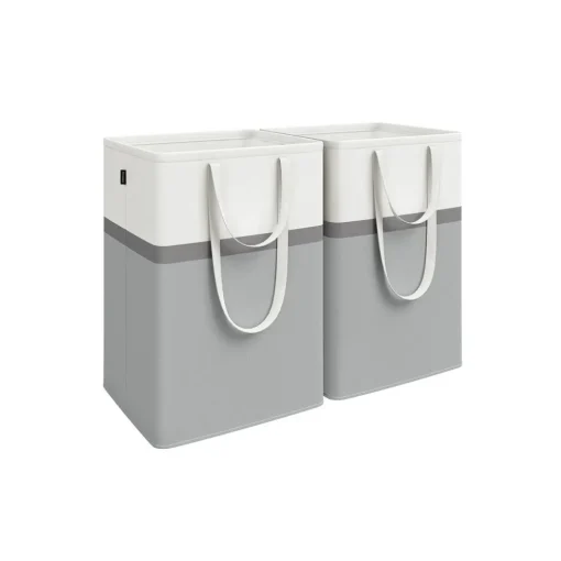 2 Paniers à linge avec poignées courtes et longues 40 x 30 x 65 cm gris ardoise-SONGMICS HOME Hot