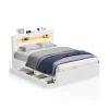 Cadre de lit 140 x 190 cm avec 2 tiroirs coulissants LED multiprise blanc-SONGMICS HOME Outlet