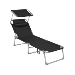 Chaise longue pliable grège-SONGMICS HOME Discount