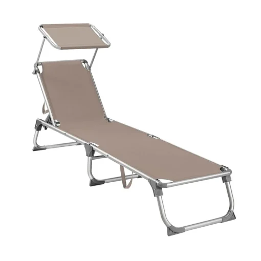 Chaise longue pliable grège-SONGMICS HOME Discount
