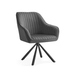 Chaise salle à manger fauteuil pivotant charge 120 kg marron caramel et noir d'encre-SONGMICS HOME Outlet