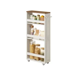 Chariot de rangement fin à 4 niveaux blanc rustique et marron miel-SONGMICS HOME Sale
