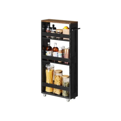 Chariot de rangement fin à 4 niveaux blanc rustique et marron miel-SONGMICS HOME Sale