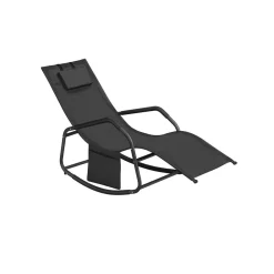 Fauteuil à bascule cadre en acier 151 x 56 x 90 cm gris tourterelle-SONGMICS HOME