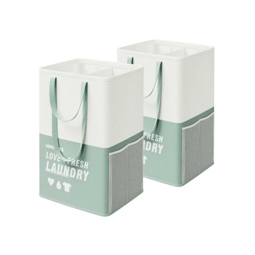 90L Panier à linge 2 compartiments gris foncé-SONGMICS HOME Best