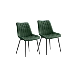 Lot de 2 chaise salle à manger marron caramel et noir d'encre-SONGMICS HOME