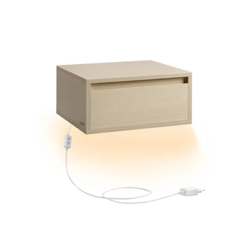 Lot de 2 tables de chevet suspendue lumière 3 couleurs 35 x 40 x 18 cm blanc nuage-SONGMICS HOME Outlet