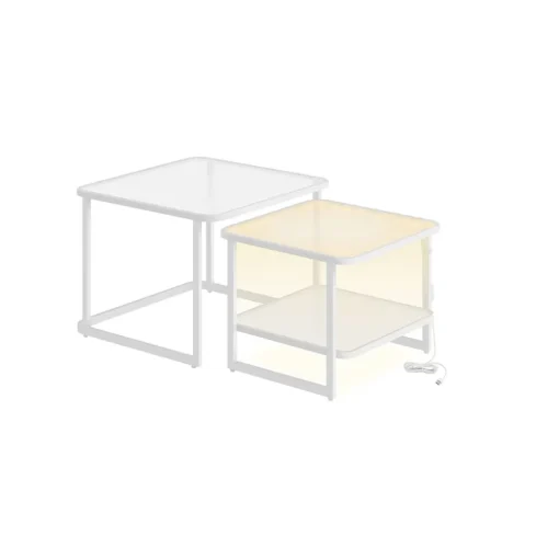 Lot de 2 tables de salon gigognes avec led blanc nuage et noir d'encre-SONGMICS HOME Sale