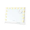 Miroir coiffeuse 15 ampoules LED 58 x 43 cm miroir grossissant détachable 10X blanc mat-SONGMICS HOME
