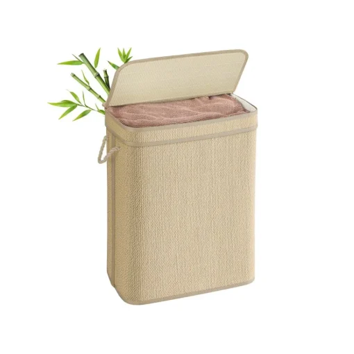 Panier à linge en bambou 90 L avec sac amovible couvercle poignées-SONGMICS HOME Sale