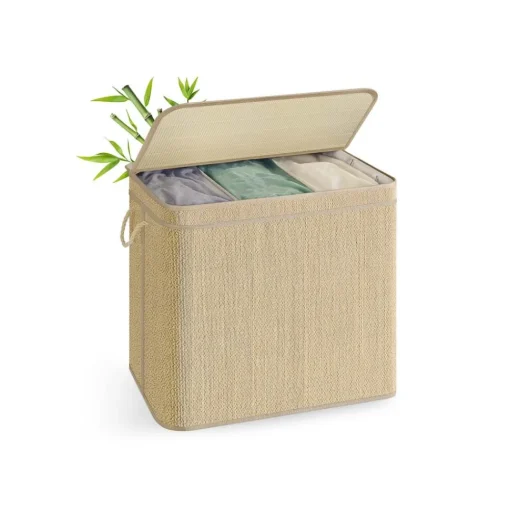 Panier à linge en bambou 90 L avec sac amovible couvercle poignées-SONGMICS HOME Sale