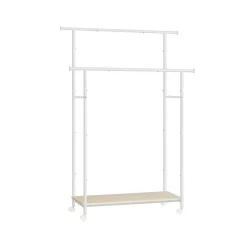 Portemanteau à roulettes double barre marron rustique-SONGMICS HOME Best