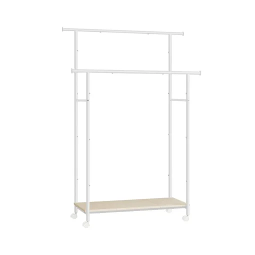 Portemanteau à roulettes double barre marron rustique-SONGMICS HOME Best
