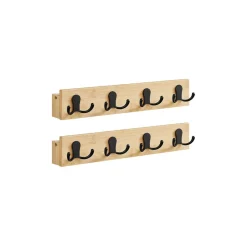 Porte-manteau mural 4 crochets doubles en métal bambou naturel-SONGMICS HOME Sale