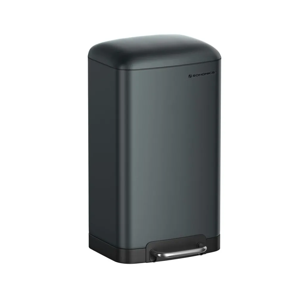 Poubelle 30L avec pédale en Acier blanc cassé-SONGMICS HOME Best