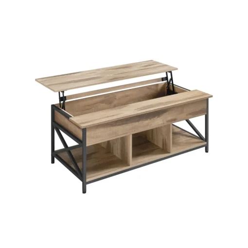 Table basse avec plateau relevable barres en forme de X marron camel et noir-SONGMICS HOME Online