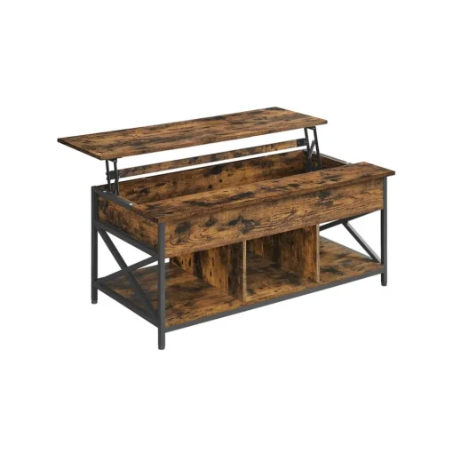 Table basse avec plateau relevable barres en forme de X marron camel et noir-SONGMICS HOME Online