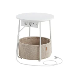 Table basse ronde avec panier noir boisé et turquoise foncé-SONGMICS HOME
