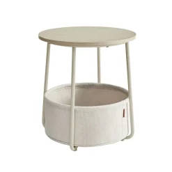 Table basse ronde avec panier noir boisé et turquoise foncé-SONGMICS HOME