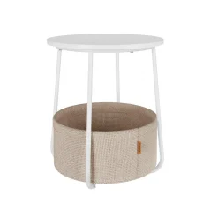 Table basse ronde avec panier noir boisé et turquoise foncé-SONGMICS HOME