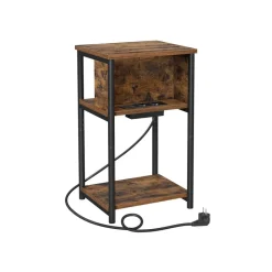 Table d'appoint avec multiprise marron rustique noir-SONGMICS HOME Hot