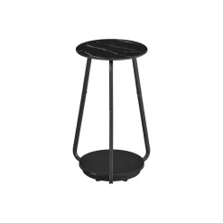Table d’appoint ronde à 2 niveaux blanc marbré-SONGMICS HOME Discount