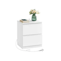Table de chevet avec multiprise avec 2 tiroirs polyvalente blanc nuage-SONGMICS HOME Hot