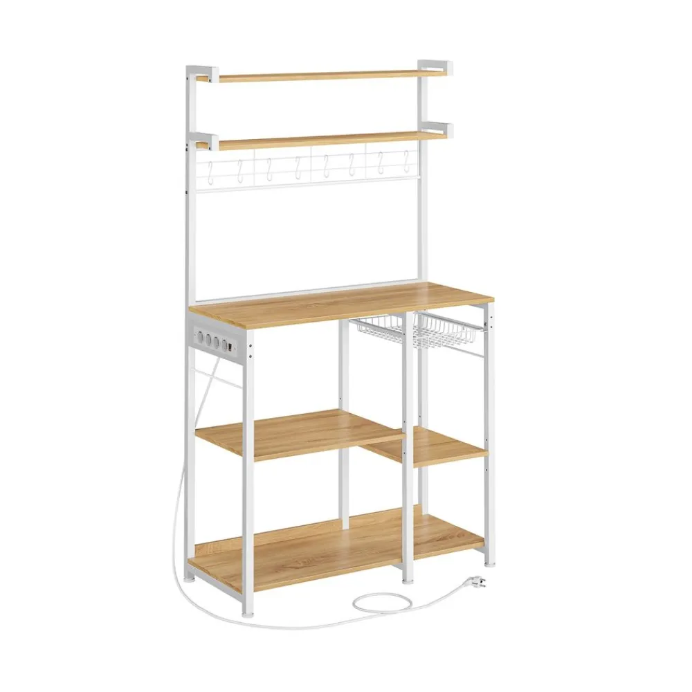 Étagère cuisine avec multiprise 8 crochets marron rustique-SONGMICS HOME Sale