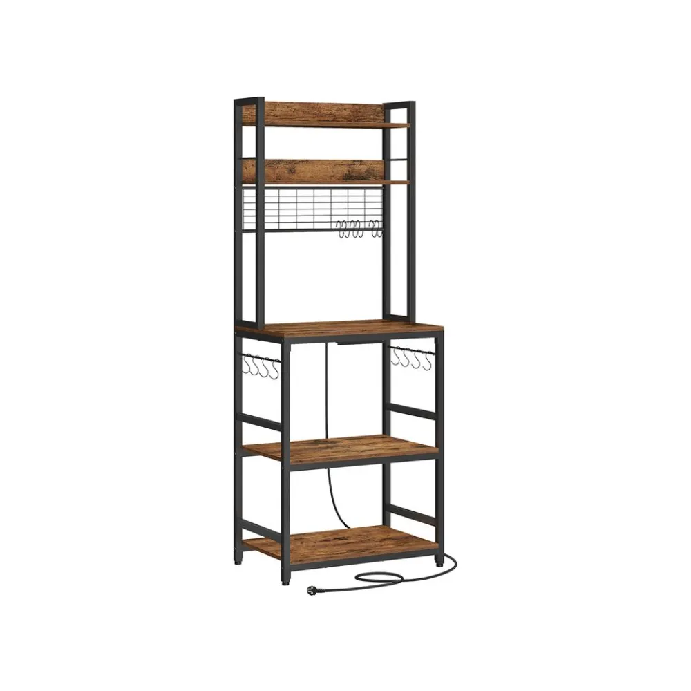 Étagère de cuisine avec multiprise grège noir-SONGMICS HOME New