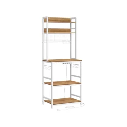 Étagère de cuisine avec multiprise grège noir-SONGMICS HOME New