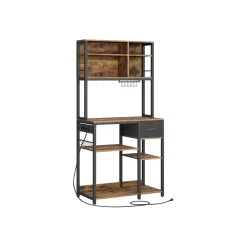 Étagère de cuisine avec multiprise marron rustique et noir d’encre-SONGMICS HOME New